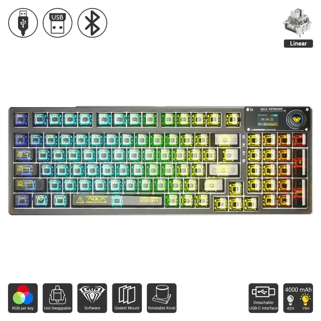AULA F98 PRO V3 - TRANSPARENT BLACK - Villano Gamer Store Bolivia